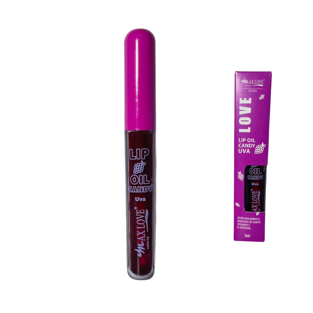 Lip Oil Candy MAX LOVE– Hidratação, Aroma Irresistível e Brilho Natural