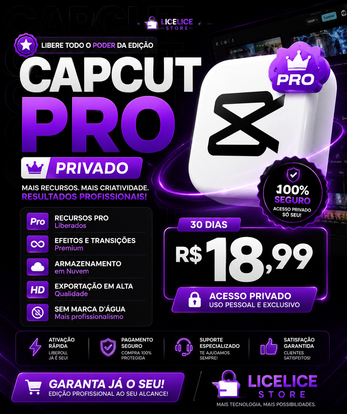 Capcut Pro 30 Dias Original - Privado +Nota Fiscal