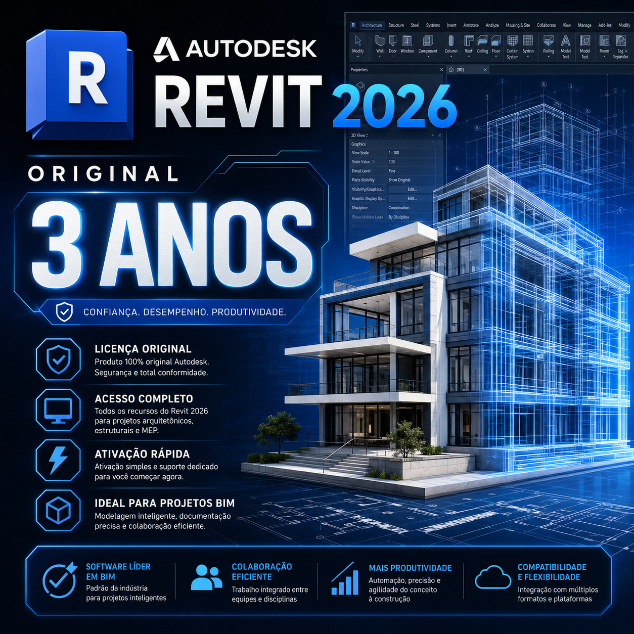 Autodesk Revit 2026 Original 3 Anos C\ Nota Fiscal- (Envio imediato por e-mail)