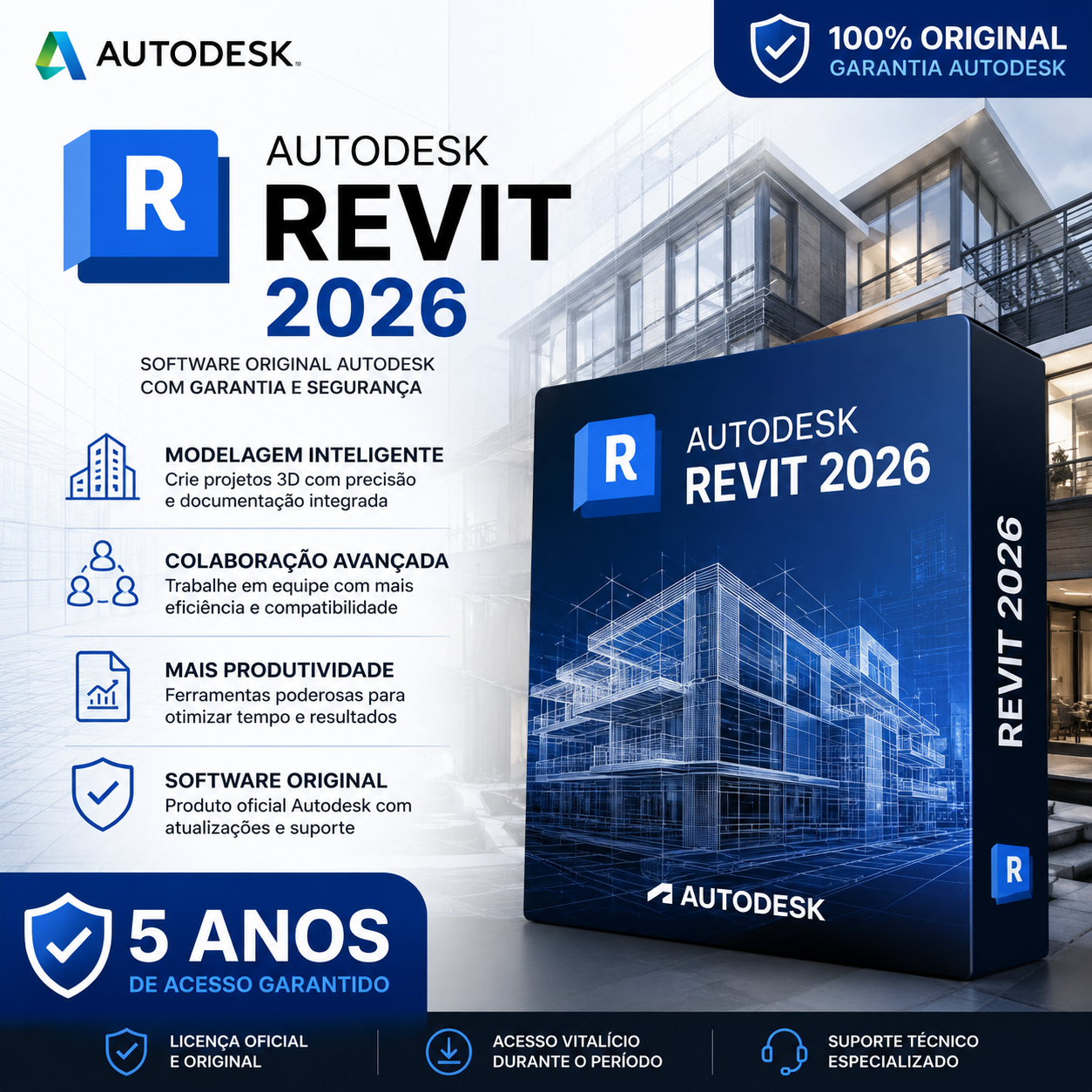Autodesk Revit 2026 Original 5 Anos C\ Nota Fiscal- (Envio imediato por e-mail)